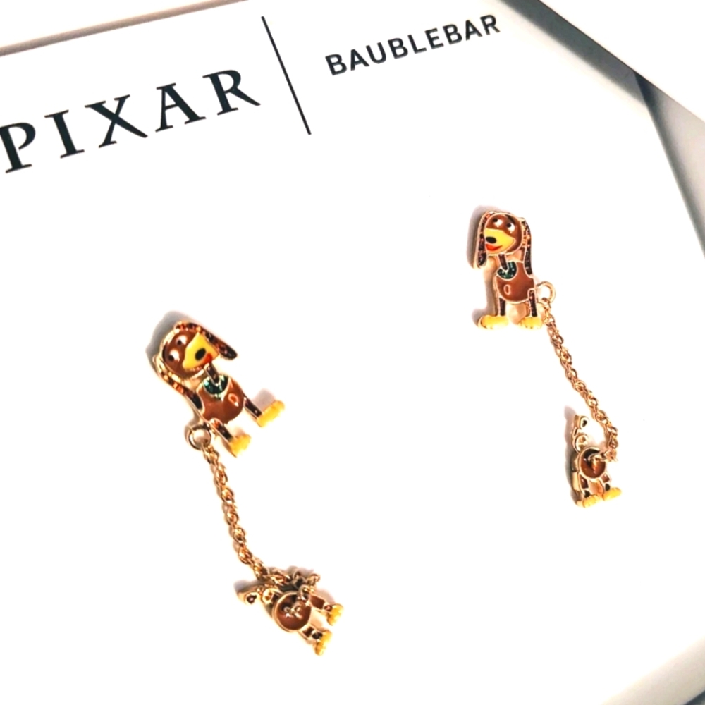 Disney BaubleBar Toy Story Earrings Slink Slinky Dog Daschund 2-hole Set NIB